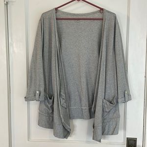 XL Loft Cardigan, Gray/White Stripes